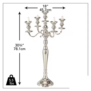 Bougeoir Candélabre Argent Fini Table Centre de Table Aluminium pour Décoration de Noël Chandelier par décor impex - Product Image 3