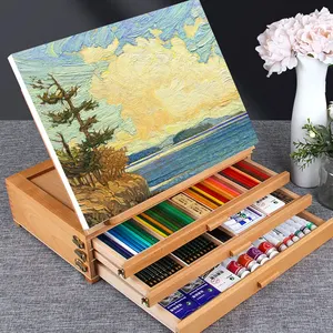 Kuda-kuda Meja Portabel Kayu Pinus Tingkat Artis Kualitas Tinggi Desktop Easel untuk Menggambar