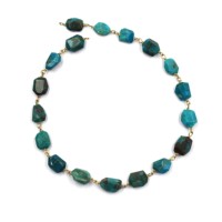 Chaîne de chapelet en pépites de chrysocolle, fil de laiton plaqué or 18 carats, composant de bijouterie en pierre précieuse, vendu au mètre