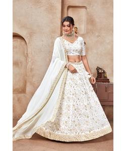 Lahenga y Choli rosa al por mayor para mujeres y niñas, ropa de fiesta de Boda nupcial de terciopelo con lentejuelas - Product Image 5