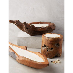 Bougeoir et support de pâte en bois de teck de forme et de taille personnalisées Vaisselle au design admirable Bougeoir en bois de décoration - Product Image 5
