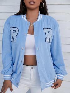 Veste de baseball en laine pour femme, hiver 2026, manches en cuir d'agneau véritable, veste de baseball personnalisée - Product Image 4