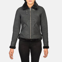 Veste en cuir d'agneau pour femme, finition élégante, confort en fourrure, tricot respirant, léger, écologique, couture propre pour l'hiver