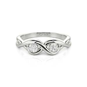 Anillo de Promesa Jeulia Personalizado con Dos Diamantes Cultivados en Laboratorio, Chapado en Oro Rosa sobre Plata de Ley - Product Image 1