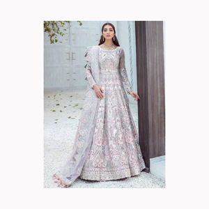 Exclusif Gris mariée mariage français perlé paillettes dentelle broderie fil brillant robe de soirée fabricant et fournisseur de tissu - Product Image 1