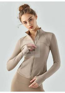 Chaquetas de fitness para correr con cremallera de manga larga para mujer Ropa de yoga transpirable - Product Image 3