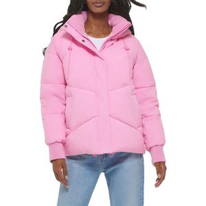 Veste d'hiver pour femme en duvet matelassé sur mesure en gros, imperméable, avec matelassage carré, longue veste en duvet - Product Image 4