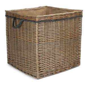 Antique Wash Square Storage Wicker <b>Basket</b> Log Design for Practical and Stylish Organization - Product Image 3