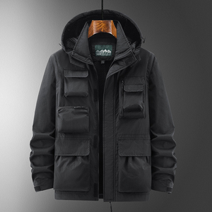 Chaqueta con capucha vaquera impermeable de alta calidad para hombre 2025, ropa de abrigo de estilo Vintage desmontable personalizada para invierno - Product Image 4