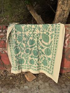 Large Handmade Suzani Quilt with Traditional Embroidery – Luxury Bohemian <b>Bed</b> <b>Cover</b>, Decorative Textile for Home Styling - Product Image 5
