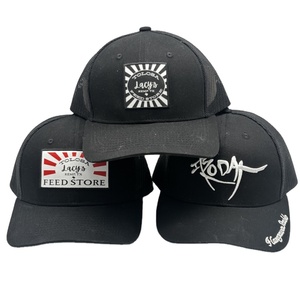 Casquette noire personnalisée à 6 panneaux avec logo brodé pour hommes-Casquette camionneur avec panneau en maille - Product Image 2