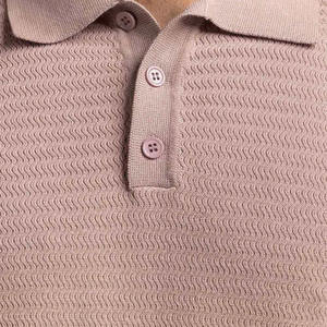 เสื้อโปโลถักเนื้อผ้าทอลายแบบสมาร์ทแคชวล ดูดีมีระดับ เสื้อโปโลถักเนื้อผ้าทอลายสำหรับผู้ชาย ดีไซน์ปกคลาสสิก - Product Image 5