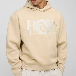Dernier modèle de sweat à capuche en molleton surdimensionné avec logo personnalisé imprimé, 100% coton, ourlet côtelé pour homme, poignets côtelés, vêtement décontracté écologique, automne - Product Image 1