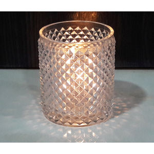 Pot de bougie en verre votif de vente chaude pour les centres de décoration de table à dîner bougie en verre à facettes en diamant votive - Product Image 5