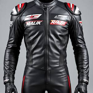 Combinaison de course de moto en cuir | Malik Raza | Logos de tailles de couleurs personnalisées | Vente en gros bas prix - Product Image 3