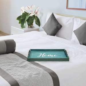 Plateau de service en bois avec poignées, design bleu délavé, traditionnel, écologique, pour mariage et occasion du Ramadan - Product Image 4