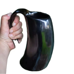 Jarra Tradicional Hecha a Mano de Cuerno de Animal Pulido, Vaso de Cuerno de Búfalo Natural para Cerveza, Cerveza Alemana y Miel - Product Image 1