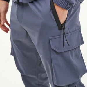 ชุดวอร์มไนลอนสำหรับผู้ชายชุดออกกำลังกายแบบรูดซิปสีตัดกันชุดออกกำลังกายแบบปรับได้ - Product Image 3