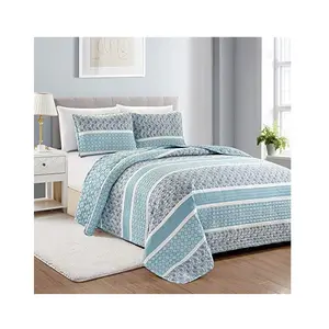 Bed room decor blue color mixed pure cotton bed spread Homes bedding hot sell Waterproof Hospital Hotel Home use Bedsheets set