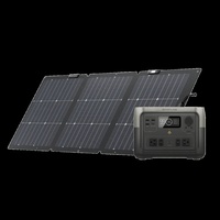 Untuk River 2 Max Portable Power Station Pure Sine Wave MPPT Solar Technology External Battery Flashlight + 1160W Solar Panel