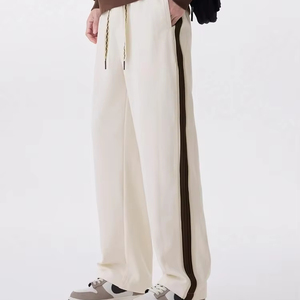 กางเกงสเวตเตอร์เอวสูงผ้าแคนวาสสำหรับผู้ชายใส่ได้ทุกวันมีสายรัดเอวยางยืดและมีกระเป๋ามีซิปขนาด XL สวมใส่สบาย - Product Image 1