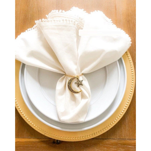 Nouveau Design attrayant Bismillah ronds de serviette ensemble de 4 décoration de Table islamique porte-serviettes or métal rond de serviette et support - Product Image 2