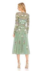 Robe de soirée élégante à paillettes et perles, col en V, trompette/sirène, sans manches, broderie florale, robe de bal longue - Product Image 4