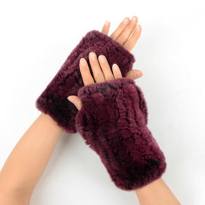 Gants sans doigts en polyester pour femmes, vente en gros, doux, chauds, élastiques, mitaines tissées pour la pêche en plein air, les sports - Product Image 1