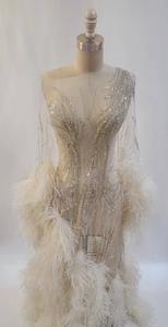 Elegante vestido de noche de longitud completa para damas transpirable malla de polietileno exquisito bordado con cuentas característica antiestática para cóctel - Product Image 4