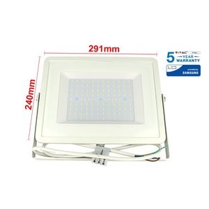 100W LED luce di inondazione IP65 bianco caldo 3000K Super sottile 30mm alloggiamento bianco Samsung 5 anni di garanzia SKU-21415- - Product Image 2