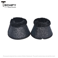 Bottes de protection pour chevaux TECHIFY en similicuir avec sangles à paillettes et bordure en fausse fourrure