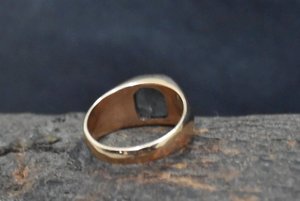 Natural Blue Labradorite Lovers Shape 925 Solid Sterling <b>Silver</b> Bezel Setting Gold Plated <b>Mens</b> Women Signet <b>Ring</b> Party Wholesale - Product Image 4