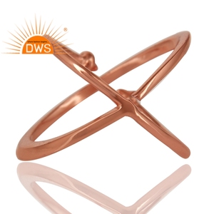 Hot Selling Sterling <b>Silver</b> Rose Gold <b>Plated</b> Cross Style Ring Custom Jewelry For Women Gift For Her - Product Image 3