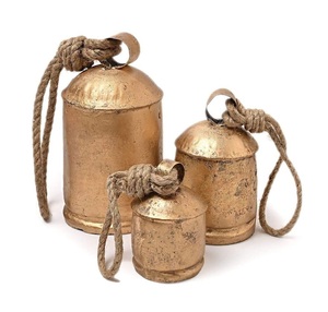 Juego de 3 campanas de vaca de latón para decoración de granja rústica, colgante de jardín al aire libre y auténtico estilo rural Vintage - Product Image 6