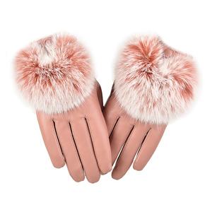 Wholesale Fashion Sheepskin Gloves Winter <b>Women</b> Soft Gloves Real Leather Natural Fur Gloves - Product Image 3