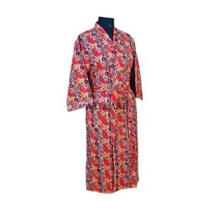 Ensemble robe-manteau kimono thermique longue et élégante pour femme, rouge, personnalisé, de haute qualité, imprimé Kantha tropical, taille naturelle - Product Image 5