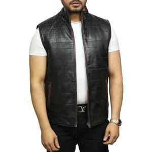 Gilet en cuir personnalisé de haute qualité pour hommes pour moto vélo respirant nouvelle mode porter pour l'hiver bouton décoration OEM Service - Product Image 3