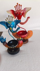 Custom Made Engraved Metal Ganesh Tea Light Holder with Custom Color Spiritual Artistic Design for Home Decoration Gift - Product Image 2