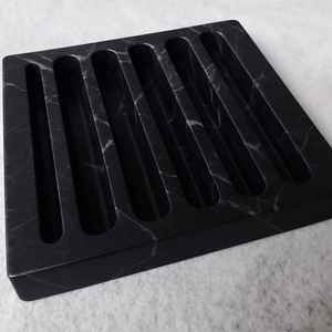 Posavasos de Mármol Travertino con Soporte, Posavasos de Piedra Blanca y Negra para Bebidas, Decoración del Hogar - Product Image 3