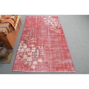 0.3x6.3 ft <b>Runner</b> Turkish Vintage Rug, <b>Red</b> Camouflage Wool Rug - Product Image 1