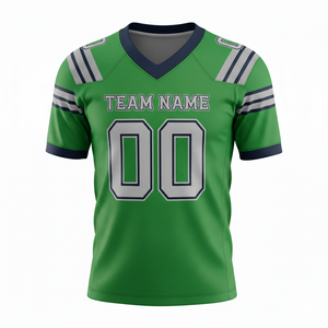 Maillot d'entraînement de football américain personnalisé pour adultes, manches courtes, respirant, option grande taille, 100 % polyester, col en V - Product Image 2