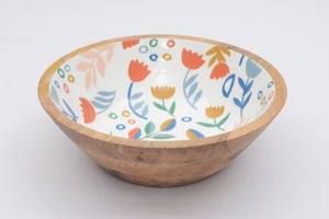 Handcrafted Wooden Bowl with Yellow Enamel Interior Food Safe Durable <b>Tableware</b> for Dining Decor Serving - Product Image 4