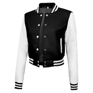 Veste universitaire recadrée de style différent pour femmes, blousons bombardier Letterman de style lycée pour femmes, vente en gros - Product Image 6