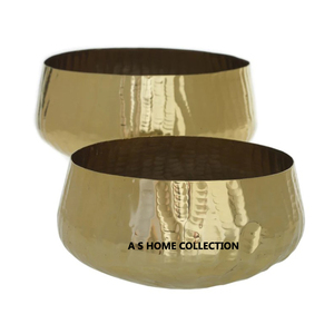 Cuenco decorativo de lujo de acero inoxidable con soporte de tres patas con diseño de bambú brillante de metal dorado - Product Image 3