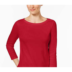 Top da Donna Charter Club in Cotone Pima con Bottoni sulle Spalle, Stile Formale a Quadri Rosso, Disponibile nelle Taglie XS-XL, in Maglia di Seta Poplin - Product Image 2