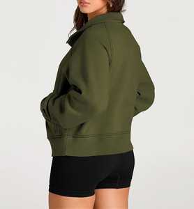 Sweat-shirt court à capuche pour femme en coton 100% de haute qualité, fermeture éclair quart de tour, écologique, respirant, streetwear, hiver - Product Image 6