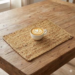 DIVTIK DECOR Modern Floral Jute Patta <b>Braided</b> Customizable Machine Made Eco-Friendly Anti-Slip Placemats for Home & Hotel Use - Product Image 1