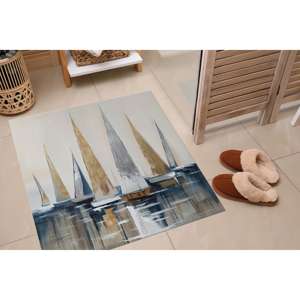 Tapis Voiliers Or et Argent, Tapis Dorés, Tapis Bateaux, Tapis d'Art Moderne Imprimé en 3D, Tapis en Chenille - Product Image 5