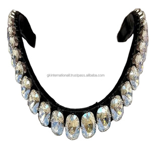 Banda de cuero negro de la mejor calidad para toda la vida, banda personalizada con 1 fila de cristales brillantes transparentes - Product Image 1