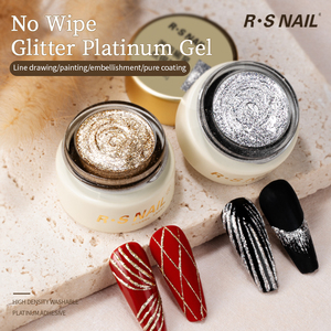 R S Nail Gel Platino ad Alta Densità Senza Residui 8g per <span class=keywords><strong>Disegno</strong></span> Francese, Nail Art Fai da Te, Pittura Scintillante, Gel Liner Metallizzato Oro e Argento - Product Image 2